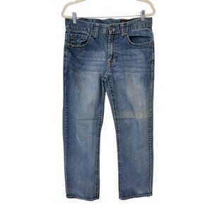 Axel Mens Jeans W33 L32 Vintage Blue Distressed Straight Fit Denim Pants Durable